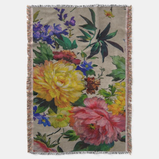 Cobertor Flowers fulcolor texture Jacquard tapestry (Frente Vertical)