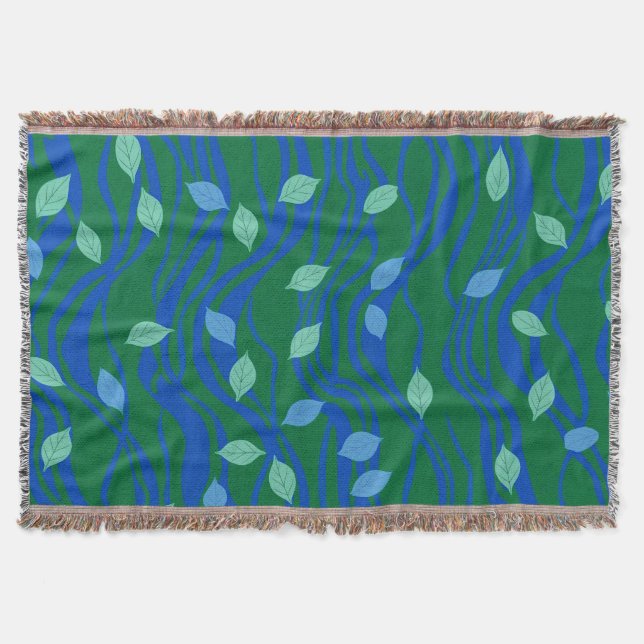 Cobertor Fluxo Elemental Esmeralda Verde Azul Cobalto com F (Frente)