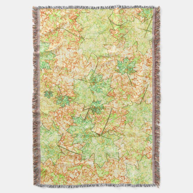 Cobertor Folha de abstrato acer no chão arranhado, em bege (Frente Vertical)