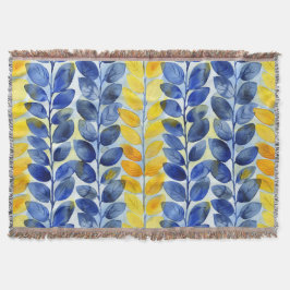 Cobertor Folhas Amarelas e Azuis