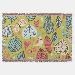 Cobertor Folhas Coloridas Lançando em Aberto