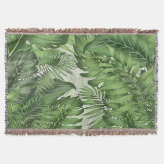Cobertor Folhas da selva tropical: fundo floral sem costura