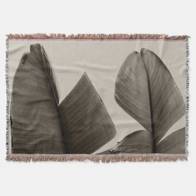 Cobertor Folhas de árvores de banana na Sepia (Frente)