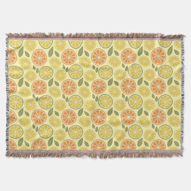 Cobertor Folhas de limão branco amarelo Padrão  (Frente)