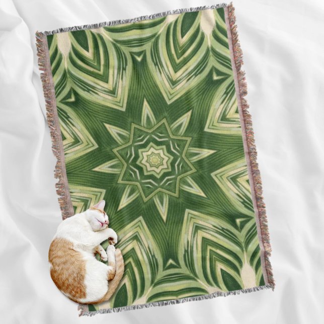 Cobertor folhas de palma botânica tropical abstrato verde (greenery abstract botanical tropical palm leaves throw blanket)
