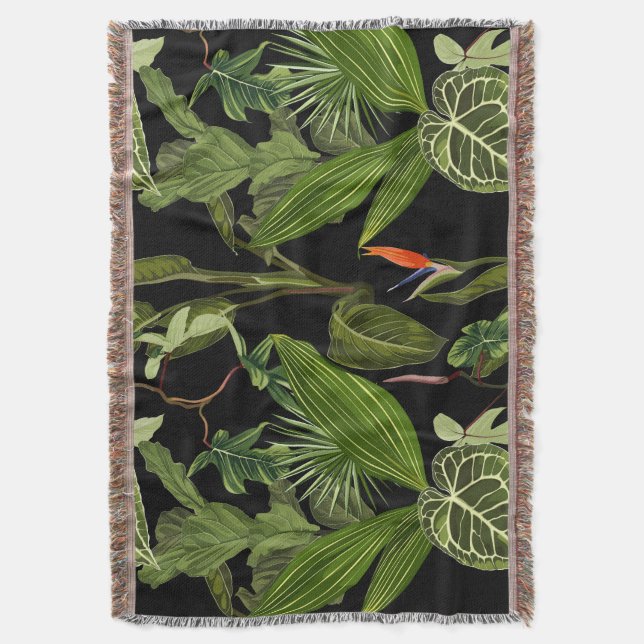 Cobertor Folhas de palma tropical, plantas, sem costura flo (Frente Vertical)