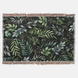 Cobertor Folhas de verde de aquarela  