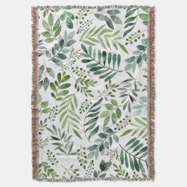 Cobertor Folhas de verde de aquarela