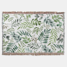 Cobertor Folhas de verde de aquarela 