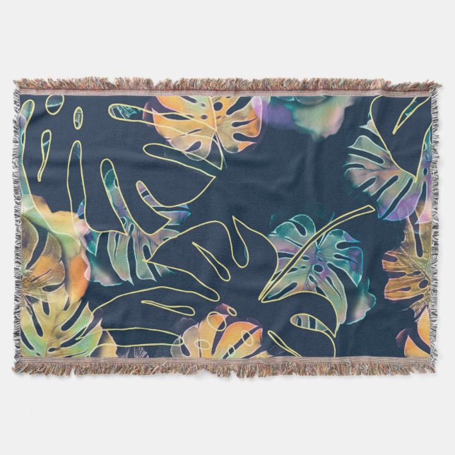 Cobertor Folhas exóticas pintadas à mão: padrão sem costura (Frente)