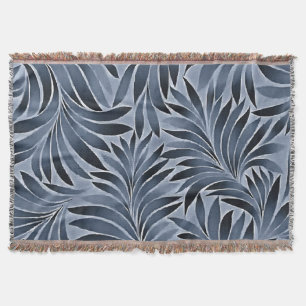 Cobertor Folhas Ornamentadas em Padrão de Cor Azul Preto