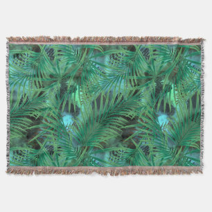 Cobertor Folhas, palmeiras, árvores, verde, azul, tropical