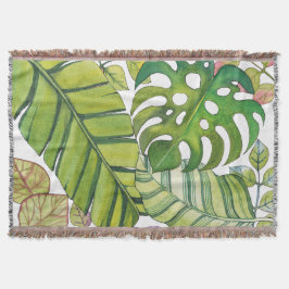 Cobertor Folhas Tropicais Cujas Cores De Água Jogam Em Aber