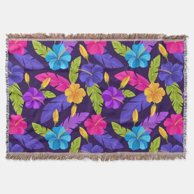 Cobertor Folhas tropicais e flores Padrão-23857 (Frente)