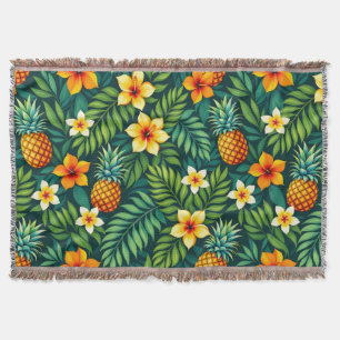 Cobertor Folhas tropicais e padrão de abacaxi