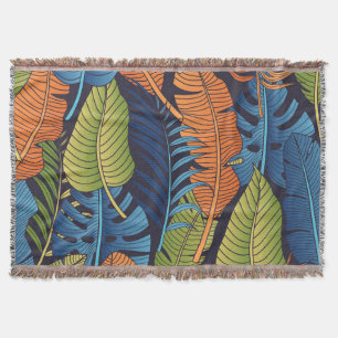 Cobertor Folhas tropicais, padrão floral sem costura.