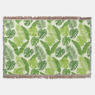 Cobertor Folhas Tropicais & Padrão Sem Costura Monstera
