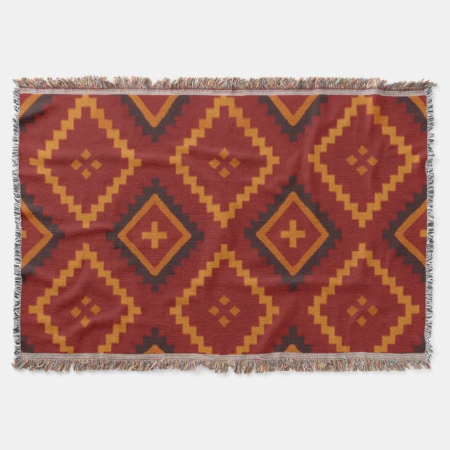 Cobertor Folheto de Pontas Geométricas Vermelhas e Pretas (Frente)