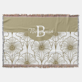 Cobertor Folheto do Padrão Floral de Linha Dourada