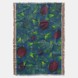 Cobertor Folheto virtual azulado com hexágono vermelho escu