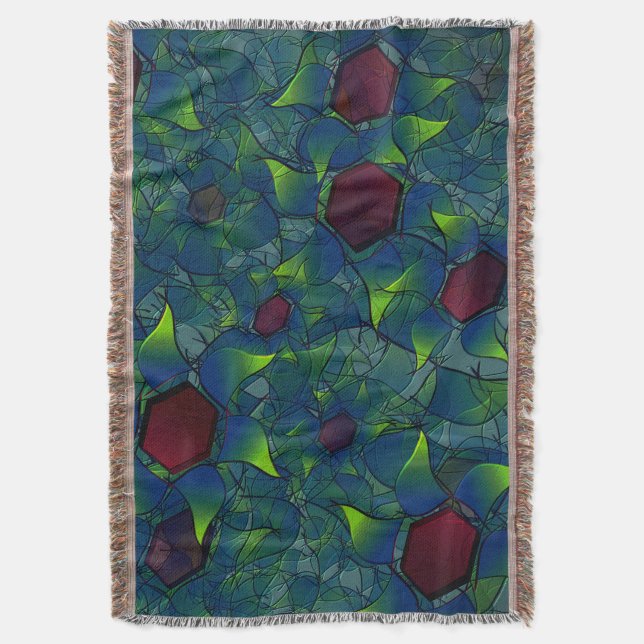 Cobertor Folheto virtual azulado com hexágono vermelho escu (Frente Vertical)