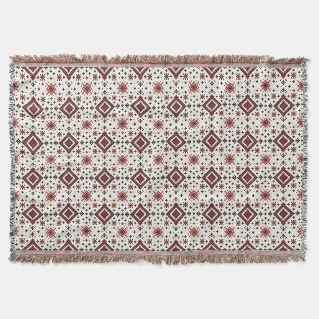 Cobertor Folk Diamond Cross Stitch Seamless Pattern (Frente)