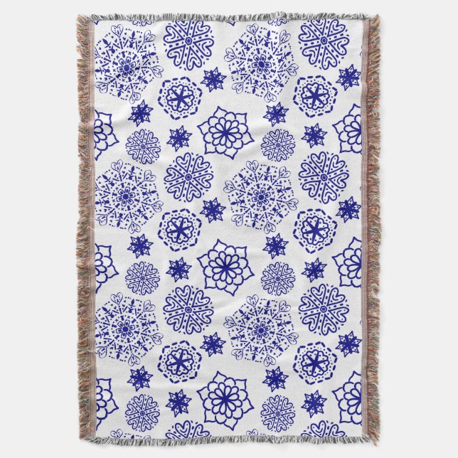Cobertor Folk floral patten azul (Frente Vertical)