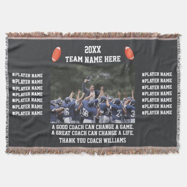 Cobertor Football Thank You Coach From The Team Players (Frente)