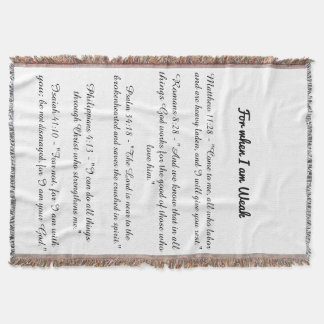 Cobertor For when I am weak bible verse blanket