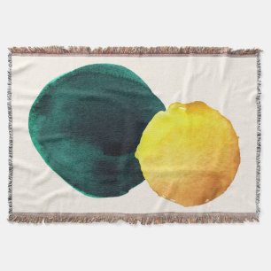 Cobertor Forma Orgânica Abstrato Watercolor Amarelo Verde