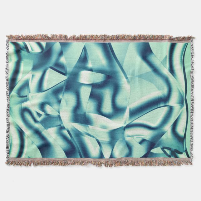 Cobertor Formas azuis esverdeadas curvas, tons cianos de ex (Frente)