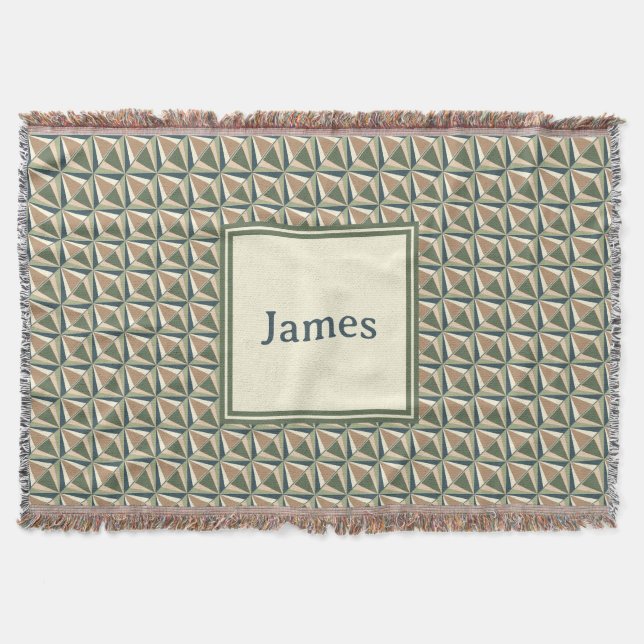 Cobertor Formas de diamante em tons neutrais (Frente)