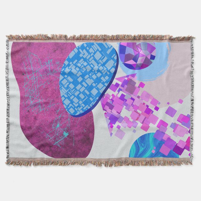 Cobertor Formas Modernas em roxo e ciano (Frente)