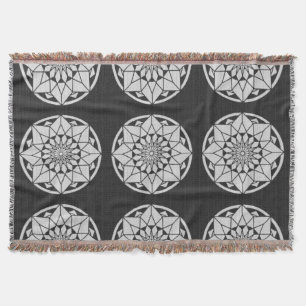 Cobertor Formigueiro de Star Mandala preto e branco