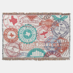 Cobertor Fort Worth Texas: viagem carimbos.