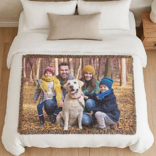 Cobertor Foto Adorável de Família Personalizada em Tecido