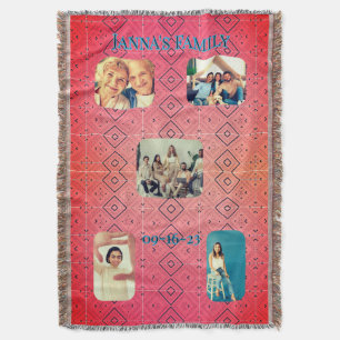 Cobertor Foto de Família Retro com Padrão de Diamante Verme