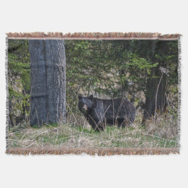 Cobertor Foto de Vida Selvagem do Urso Negro Selvagem