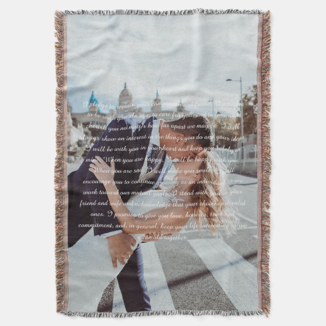 Cobertor Foto do Casal com Votos de Casamento (Frente Vertical)