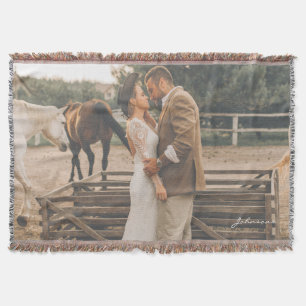 Cobertor Foto personalizada de casamento recém-casados Boho