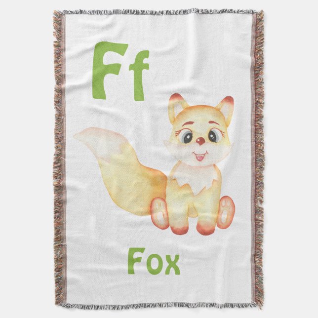 Cobertor Fox personalize ABC: Carta F - Adicione seu nome (Frente Vertical)