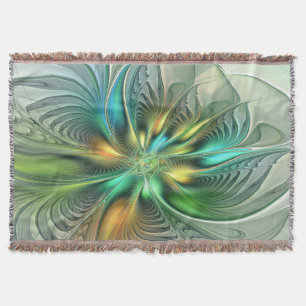 Cobertor Fractal de Flor Abstrato moderna fantasia colorida