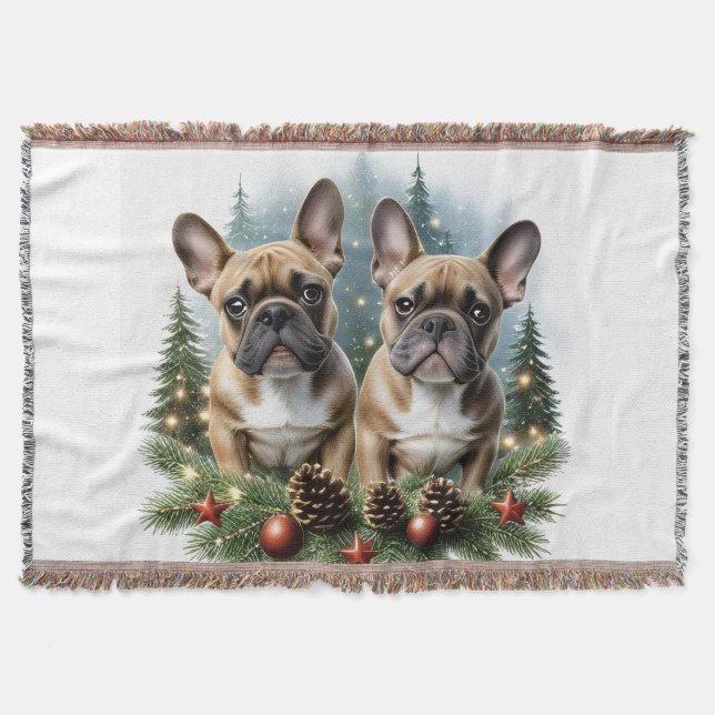 Cobertor Französische Bulldogge  Weihnachtskranz Bulldog (Frente)
