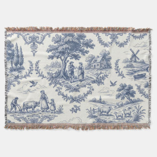 Cobertor French Country - Blue & Cream Toile Countryside