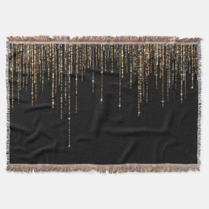 Cobertor Frente Glitter Preto-Dourado Espelho Preto-Luxo