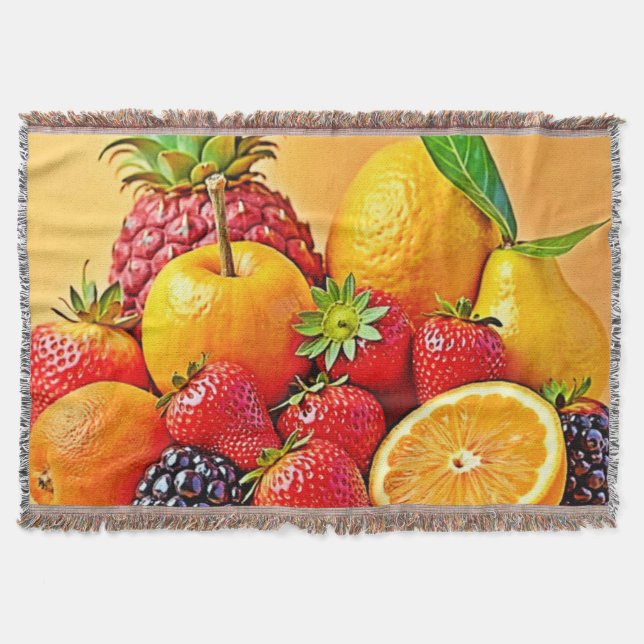 Cobertor Fresh Bounty: Vibrant Fruit Harvest Design  (Frente)