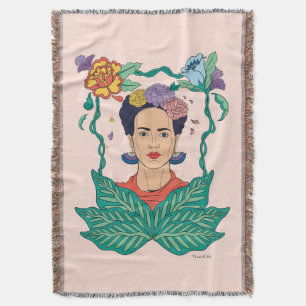 Cobertor Frida Kahlo Floral Frame Graphic