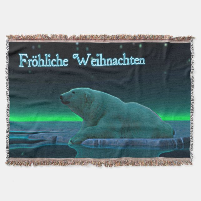 Cobertor Frohliche Weihnachten - Urso Polar De Borda De Gel (Frente)