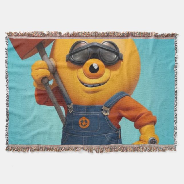 Cobertor Fröhlicher Baumeister – Gelber Held mit Hammer   (Frente)