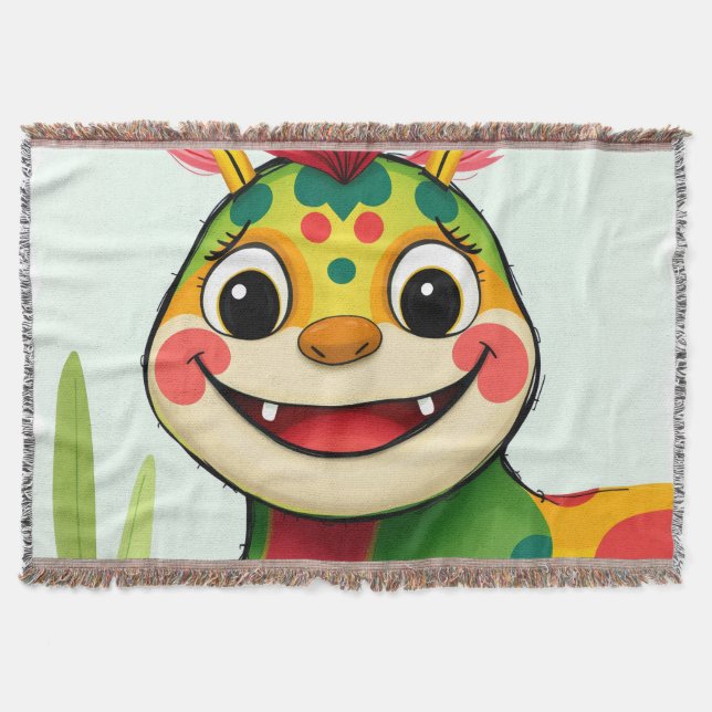 Cobertor „Fröhlicher Dschungeldrache – Bunt und Glücklich“ (Frente)